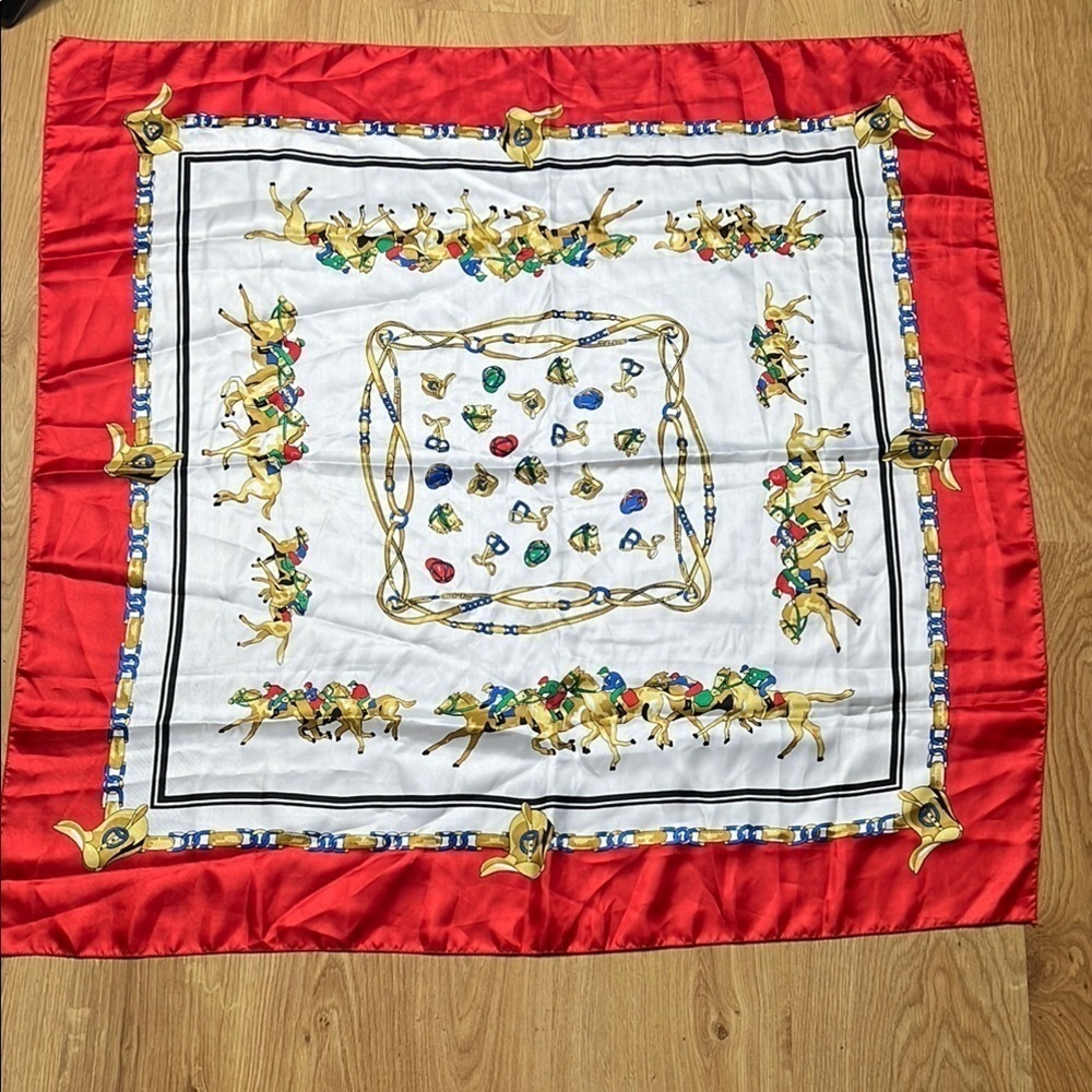 Pierre Charrier 34” Vintage 100% Silk Square Scarf